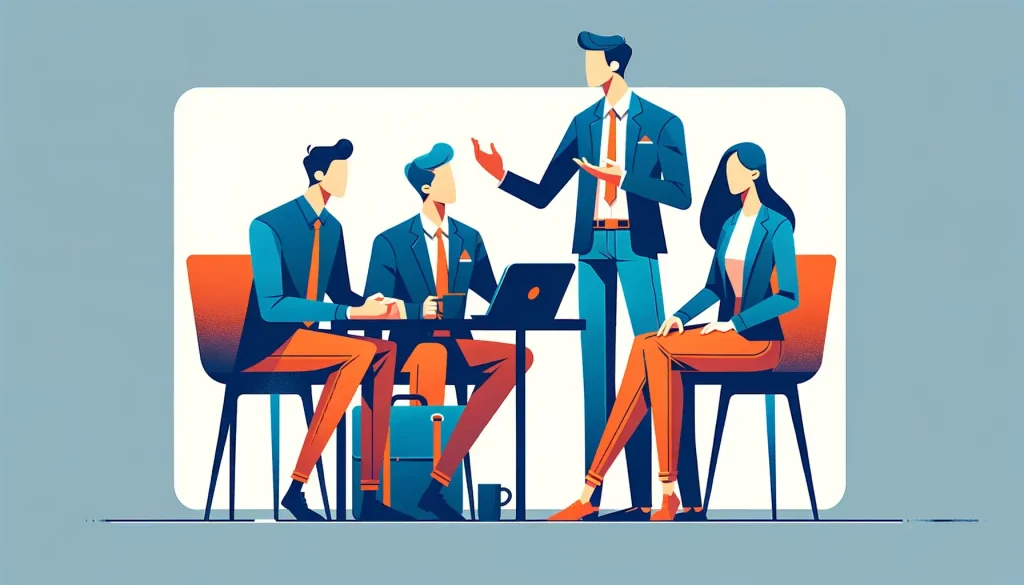 illustration d'une équipe de travail en réunion