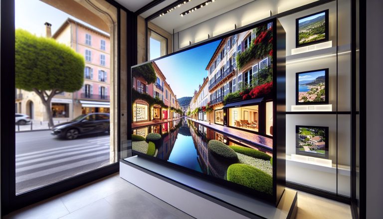 Transformez votre vitrine immobilière à Aix avec des écrans pour attirer plus de clients.